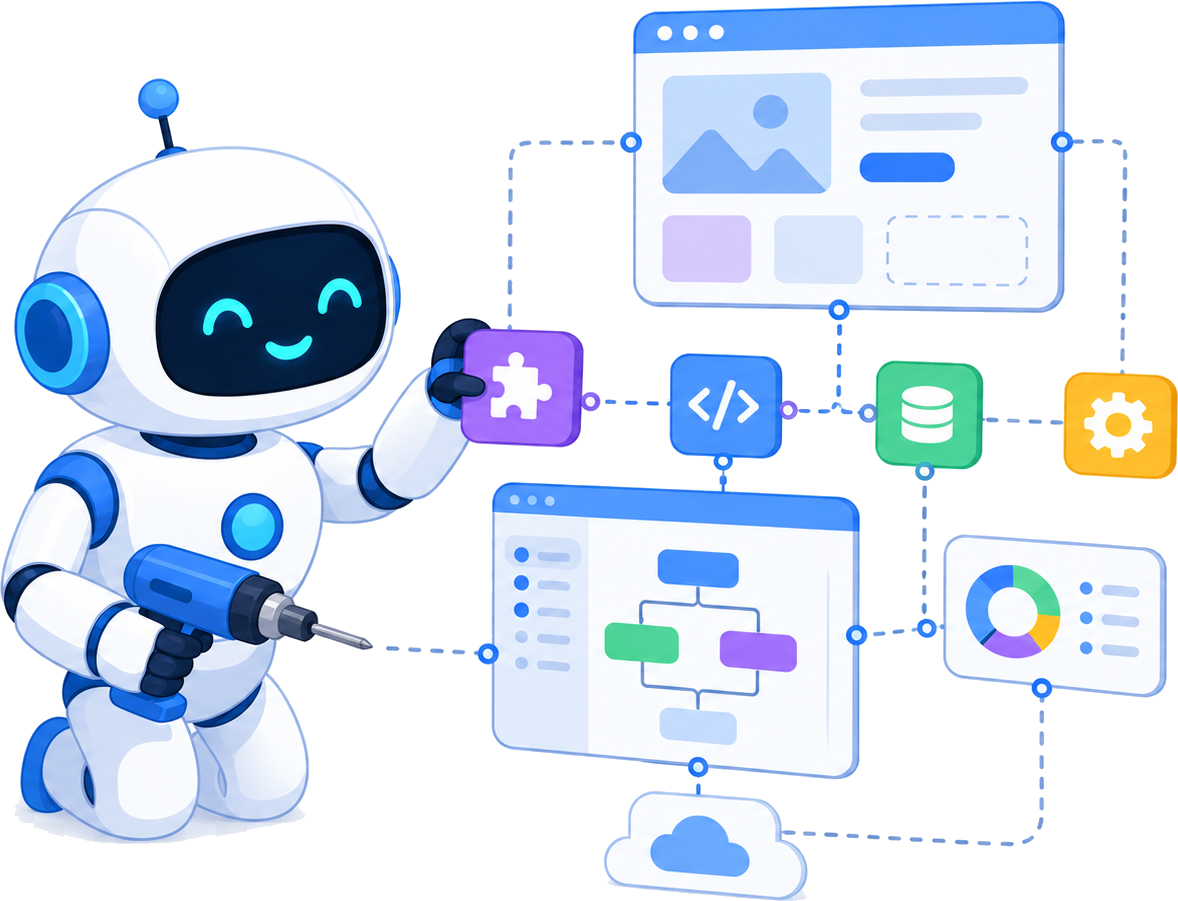 AIを組み込んだ業務の仕組みを構築するイメージ